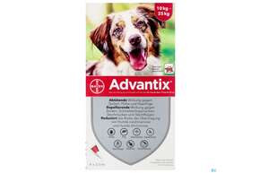 Sie sehen eine Packung Advantix Spot On F Hunde lösung Z.auftropfen Auf Die Haut Ueber 10-25kg 2,5ml 4st, Produktbild: 01 Advantix Spot On F Hunde lösung Z.auftropfen Auf Die Haut Ueber 10-25kg 2,5ml 4st, A-Nr.: 2454372 - 01