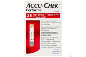 Sie sehen eine Packung Diagnostika U.zubehoer Accu-chek -roche Diabetes Performa Glucose Str. 25st, Produktbild: 01 Diagnostika U.zubehoer Accu-chek -roche Diabetes Performa Glucose Str. 25st, A-Nr.: 3617480 - 01