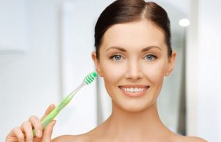 woman with toothbrush bright picture of beautiful woman with toothbrush